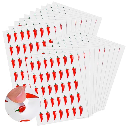 700 Pcs Spicy Stickers, Red Hot Chili Pepper Stickers Waterproof Vinyl Self Adhesive Spicy Level Indicator Labels Grocery Store Food Warning Spicy Labels for Scrapbooking Kids DIY Calendar Crafting