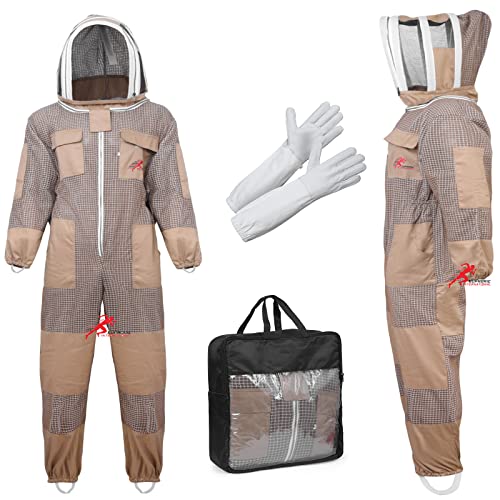 Euphoric Bee Suit - 3 Layer Fencing Veil Keeper With Gloves, Ventilated Sting Proof Beekeeper - style: 4x-large