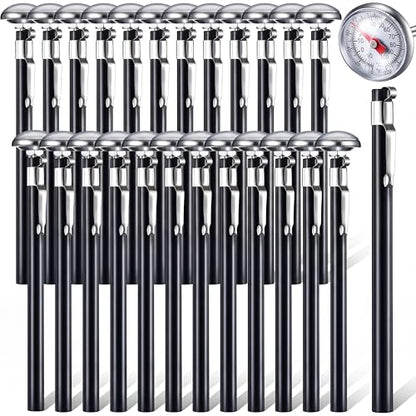 Xuhal 24 Pcs Stainless Steel Kitchen Thermometer with 5 Inch Long Stem 1 Inch Dial Thermometer Milk Frothing Food for Oven Probe Meat Grill BBQ Cooking Chocolate Water (Black) - color: Black