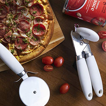 COOK WITH COLOR Kitchen Gadget Set Stainless Steel Utensils with Soft Touch Handles, 7 Pieces, Stainless Steel White - color: Stainless Steel White