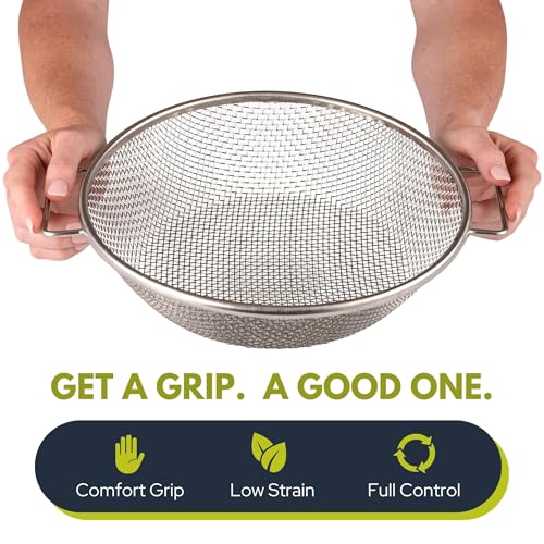 Round Soil Sifter for 5-Gallon Bucket (1/8-inch Mesh), Stainless Steel Garden Sieve with Handles - size: 1/8 inch
