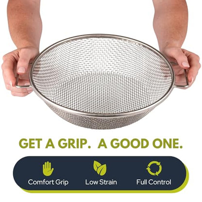 Round Soil Sifter for 5-Gallon Bucket (1/8-inch Mesh), Stainless Steel Garden Sieve with Handles - size: 1/8 inch