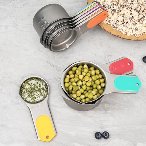 Magnetic Measuring Cups Set of 8, Stainless Steel Nesting Measuring Cups with Easy to Read Markings, Kitchen Gadgets for Cooking & Baking - style: Magnetic-8PCS