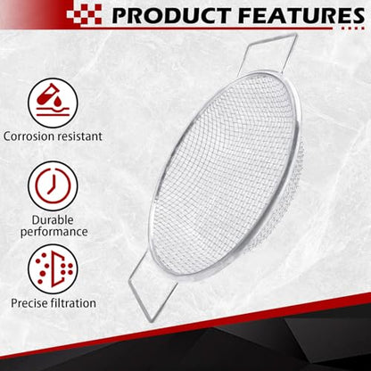 Round Soil Sifter (1/4-inch Mesh) Stainless steel with handle for 5-Gallon Bucket,Commonly Used with Soil, Sand, Gravel, and Other Media，Easy to Feel, Galvanized Without Rusting
