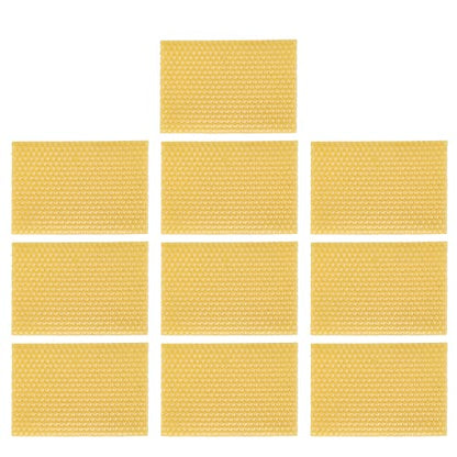 10Pcs Beekeeping Beeswax Foundation, 5.1x3.5in Beehive Wax Frame,Beeswax Sheets for Furniture Floor Polishing