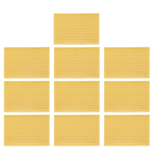 10Pcs Beekeeping Beeswax Foundation, 5.1x3.5in Beehive Wax Frame,Beeswax Sheets for Furniture Floor Polishing