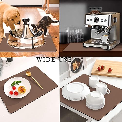 Coffee Mat for Countertops ,Coffee Bar Accessories Fit Under Coffee Maker Espresso Machine, Absorbent Hide Stain Rubber Mat for Countertop ,Dish Drying Mat for Kitchen Counter (Brown, 17"x31.5") - size: 17" x 31.5"