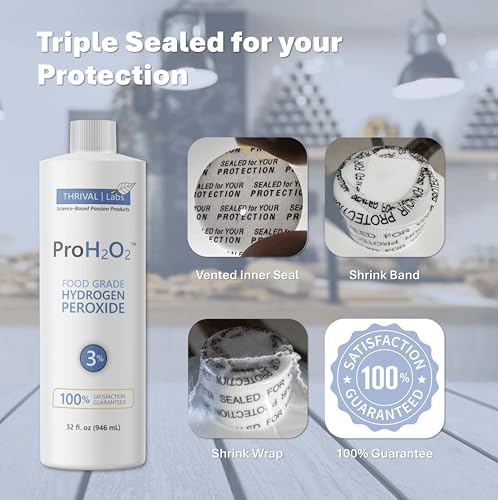 ProH2O2 3% Food Grade Hydrogen Peroxide – Natural Cleaner & Disinfectant – Household Use – For Cleaning, Sanitizing & Gargle – 8 fl oz Spray (Pack of 2) & 32 fl oz Refill (Pack of 2)