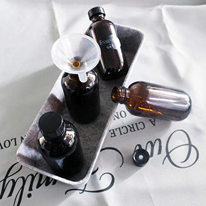12 Pack 4 oz Amber Boston Glass Bottle with Black Cap, Funnel, Labels for Homemade Vanilla Extract, Essential Oils, Wedding