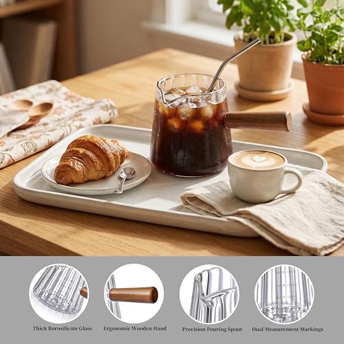 2 PCS Espresso Cups, Ohola 6OZ Espresso Shot Cup, Glass Measuring Cups with V-Shaped Spout, Markings in both oz & ml
