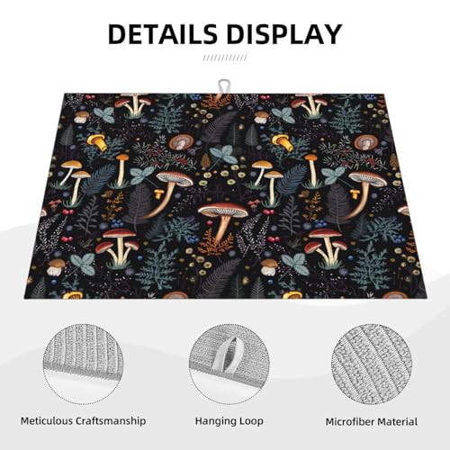 Mushroom Dish Drying Mat For Kitchen Microfiber Drying Mats Absorbent Reversible Dish Pad Draining Mats For Countertop Coffee Mats 18x24 Inch - color: Mushroom2