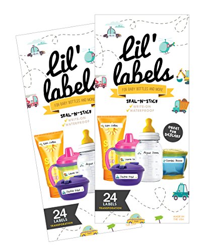 Bottle Labels, Write-On, Self-Laminating, Waterproof Kids Name Labels for Baby Bottles, Sippy Cup for Daycare School, Dishwasher Safe, Boy or Girl (Transportation, Set of 2) - color: Transportation Set of 2