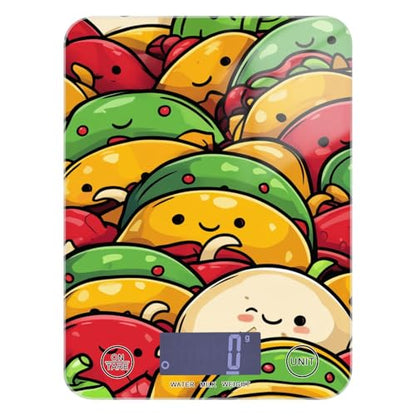 Food Scale Kitchen Scale for Baking Cooking Digital Food Weighing Measuring Scale Small Waterproof Electric Food Scale Cute Cartoon Mexican Tacos - color: Cute Cartoon Mexican Tacos
