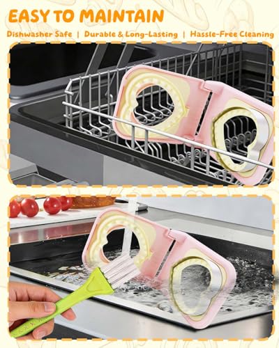 3-in-1 Uncrustable Sandwich Maker - Heart/Circle/Square Crustless Sandwich Cutter & Sealer for Kids' Lunch, Breakfast & Lunchboxes | BPA-Free Uncrustable Press, Easy Clean (3-Shape Pink) - color: 3-Shape Pink