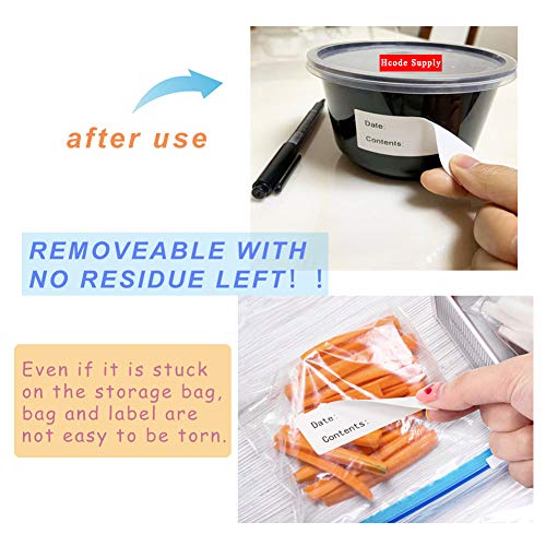 Hcode 1 x 3'' Self-Adhesive Removable Freezer Food Storage Labels - Easy Clean Leaves No Residue - Meal Prep Labels Plastic Paper Sticker Perfect for Reusable Containers 2 Roll - size: 1*3" fill in-2 roll