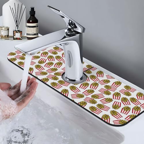 Fries Faucet Mat For Kitchen Sink, Absorbent Countertop Protector, Quick Dry Sink Splash Guard Pad, Waterproof Draining Mat 15" X 5.5" - color: Style 5