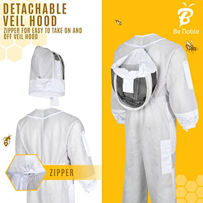 3 Layer Professional Beekeeping Suit - Heavy Duty Protective Bee Suit for Safe and Efficient Apiary Management. - color: White, size: 3X-Large