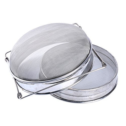 Stainless Steel Beekeeping Double Honey Sieve Strainer Extractor Filter Mesh Screen Equipment (1)