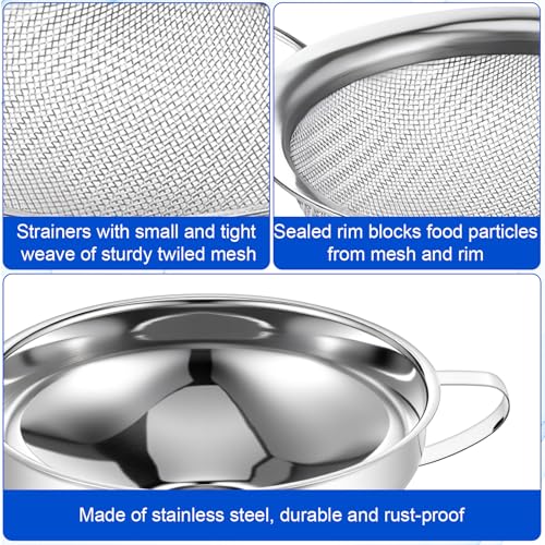 4 Pieces Stainless Steel Funnels with Fine Mesh Strainer, Canning Funnels for Narrow Wide and Regular Filling Mason Jars, 1.5 Inch/2.1 Inch Stainless Steel Funnel for Kitchen Use