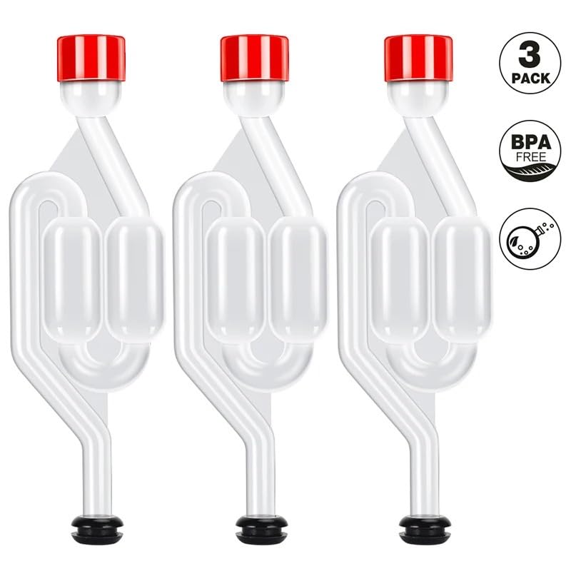 3 Pieces S-Shape Airlocks,Homebrew Bubble Airlock Carboys Stopper & Fermenter Seal Valve with Food Grade Grommets Wine Making(3 pack) - color: 3 pack