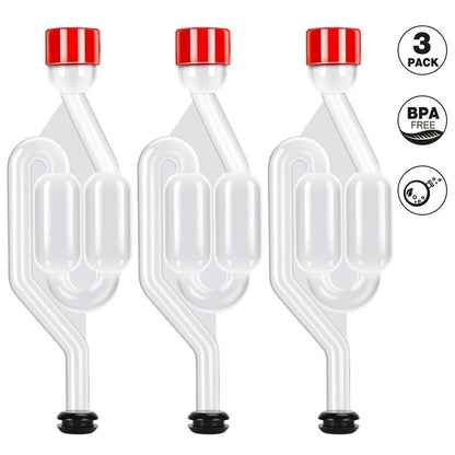 3 Pieces S-Shape Airlocks,Homebrew Bubble Airlock Carboys Stopper & Fermenter Seal Valve with Food Grade Grommets Wine Making(3 pack) - color: 3 pack