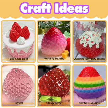 Strawberry Taba Squishy Kit Mold+Silicone Gel+Powder - color: Strawberry