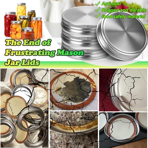 Palksky Mason Jar Lids Stainless Steel for Regular Mouth Mason Jar Lids, 4Pcs Rustproof Mason Jar Caps/Tops - Leakproof & Dishwasher Safe - style: Regular Mouth Stainless Steel Mason Jar Lids 4 PCS