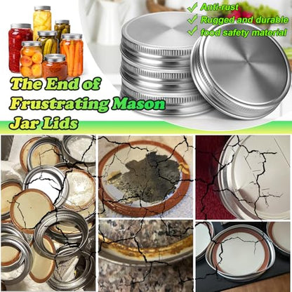 Palksky Mason Jar Lids Stainless Steel for Regular Mouth Mason Jar Lids, 4Pcs Rustproof Mason Jar Caps/Tops - Leakproof & Dishwasher Safe - style: Regular Mouth Stainless Steel Mason Jar Lids 4 PCS