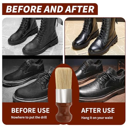 2 Pcs Salve Brush for Furniture,Leather & Wood Furniture Salve Brush Wa-x Brushing Tool with Comfortable Handle & Soft Bristles for Furniture Car Seats Jackets Shoes Cleaning Maintenance