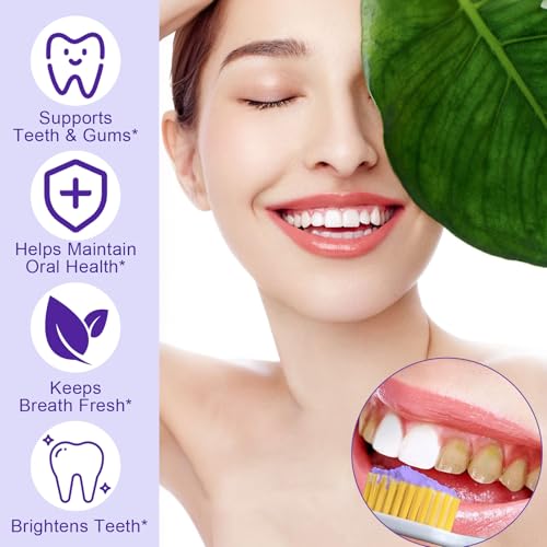 3Pcs Purple Teeth Whitening Powder - Purple Brightening Powder - Removes Stains, No Sensitivity - Toothpaste Power - for Coffee, Tea and Food Stains - Fresh Mint Flavor, Breath Freshener - size: 1.23 Ounce (Pack of 3)