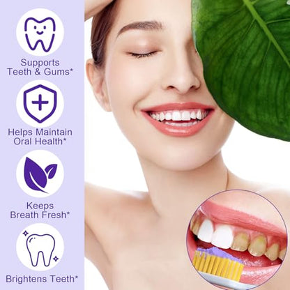 3Pcs Purple Teeth Whitening Powder - Purple Brightening Powder - Removes Stains, No Sensitivity - Toothpaste Power - for Coffee, Tea and Food Stains - Fresh Mint Flavor, Breath Freshener - size: 1.23 Ounce (Pack of 3)