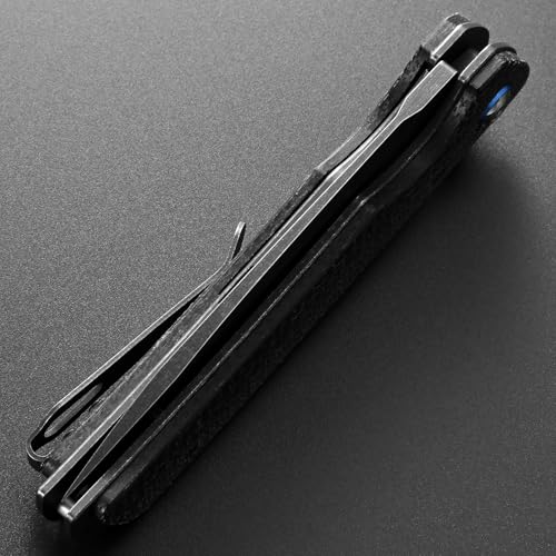 Eafengrow EF973 Folding Knife, D2 Steel Blade Micarta Handle Scale Pocket Knife Folder for Working Camping Hiking EDC Tool Knife(black) - color: black