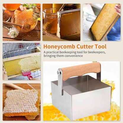 Cyrank Honeycomb Cutter, Comb Honey Cutter Scraper Stainless Steel Comb Honey Cutter with Handle Cookie Cutter Honey Cutter Honey Cutting Tool Square Shaped Cutting Tool for Beekeeping