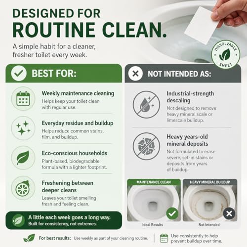 Toilet Bowl Cleaner Sheets | 120 Sheets | Natural | Quick Dissolve | Citrus Scent | Biodegradable | Septic Safe | Eco-Friendly | NO PLASTIC