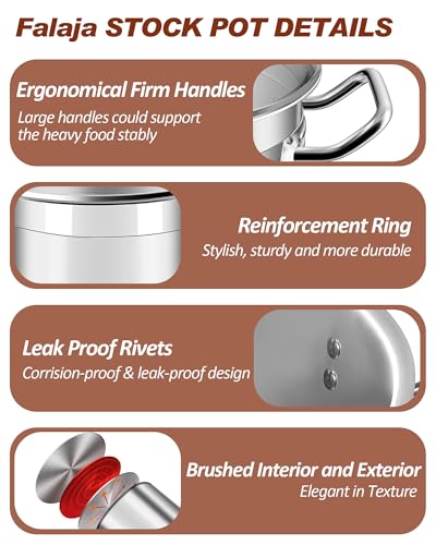 Large Stock Pot 20 Quart - Commercial Grade Soup Pot With Glass Lid - Nickel Free Stainless Steel Cookware - Healthy Polished Stockpots - Heavy Duty Induction Pots - size: 20 Quarts
