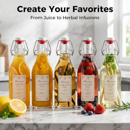 Ruckae 10 pack 12oz Swing Top Glass Bottles with Air Tight Lids Kombucha Flip Top Glass Bottle for Syrup Vanilla Extract Brew Beer Kefir Bottles for Gift (12oz 10pack)