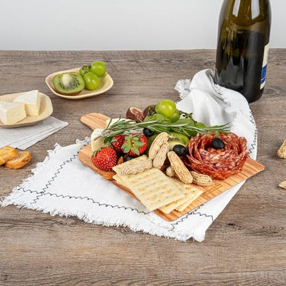 Restaurantware Cater Tek 11.8 x 7 Inch Charcuterie Boards 10 Faux Wood Cheese Boards - WIth Handle Stackable Paper Cardboard Charcuterie Boards Disposable For Serving At Catered Events