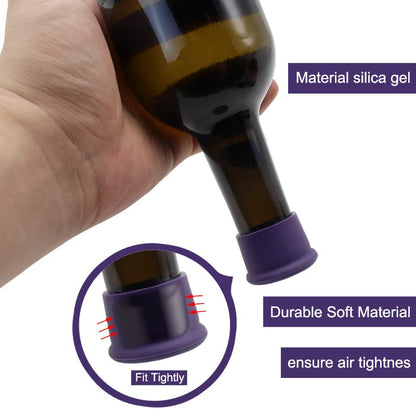 Airtight Seal & Reusable Silicone Wine/Beer Saver Bottle Stopper Covers - Easy to Use and Clean (Blue/Red, 2) - color: Blue/Red