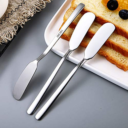 VANRA Cheese Spreader Knife Set 4-Piece Stainless Steel Butter Knife Small Sandwich Condiment Jam Bread Cream Canape Knives Spatula 6.5-inch - size: Sleek Tip