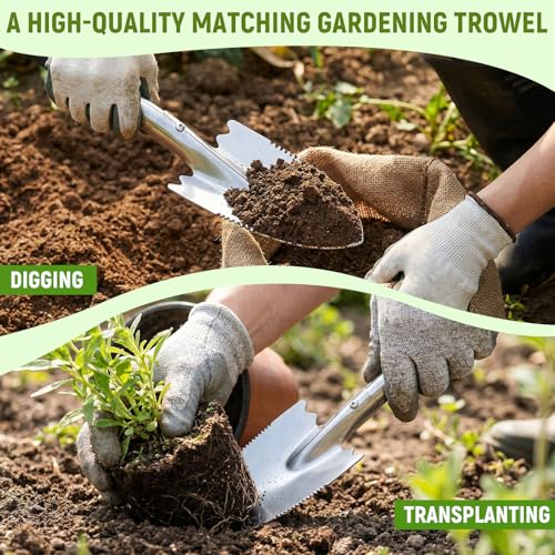 Set of 3 Soil Sifter for Gardening 2 Stainless Steel Sand Rocks Compost Soil Sieve with 1 Trowel 1/4 Inch 1/8 Inch Mesh Dirt Sifter for Gravel Potting Sawdust