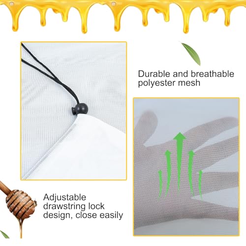 3 Pack Beehive Mesh Transport Bag, 35 × 37 Inch Breathable Bee Hive Nuc Box Package Net Bag with Drawstring Beekeeping Supplies for Beekeeping Starter Transport Bee Box - color: White-3