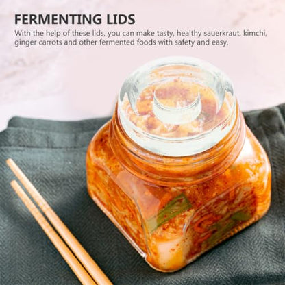 Didiseaon 4pcs Glass Fermentation Weights for Wide Mouth Jars and Pickle Jars Kitchen Canning Lids Kit and Fermenting Foods