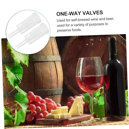 2pcs Three Piece One Way Valves for Wine Preservation Odorless Plastic Stoppers with Air Locks for Home Brewing and Restaurant Use