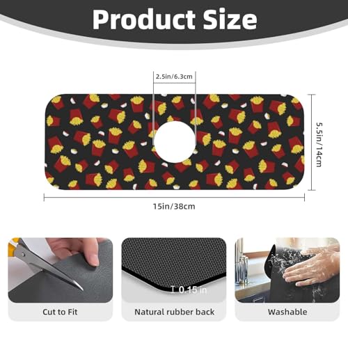 French Fries Ketchup Faucet Mat For Kitchen Sink, Absorbent Countertop Protector, Quick Dry Sink Splash Guard Pad, Waterproof Draining Mat 15" X 5.5" - color: Style 8