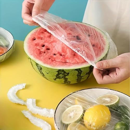 100PCS Elastic Food Covers Disposable Stretchable Bowl Covers Universal Fresh Keeping Seal Bags for Food Storage Bread Proofing Outdoor Picnic Household Kitchen Plastic Wrap Covers