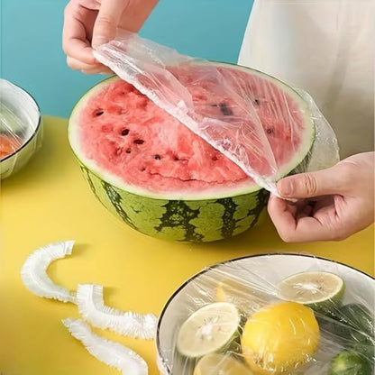 100PCS Elastic Food Covers Disposable Stretchable Bowl Covers Universal Fresh Keeping Seal Bags for Food Storage Bread Proofing Outdoor Picnic Household Kitchen Plastic Wrap Covers
