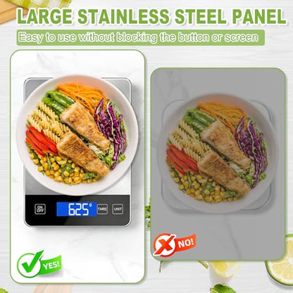 Digital Kitchen Scale, 33lb Food Scale Precisely Measures Grams and Ounces for Baking, Cooking, and Meal Prep, 304 Stainless Steel Weight Scale for Food with LCD Display, Batteries Included - size: 0.1 oz/15kg Rechargeable