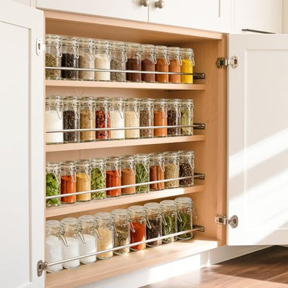 ComSaf 12 Pack 4 oz Glass Spice Jars with Airtight Swing Top Lids, Small Clear Containers for Pantry Organization, Herb Storage, DIY Crafts & Gifts - Complete Set Includes Funnel & Spice Labels - size: 4oz*12