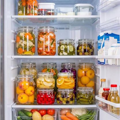17oz - 6 Pack Square Glass Jars with Airtight Lid, Wide Mouth Mason Jars with Clamp Lids, Air Tight Glass Canisters, Best Food Storage Containers for Cereal, Pasta, Rice, Sugar, Coffee, Spice - color: Square-17OZ Set- 6 Pack