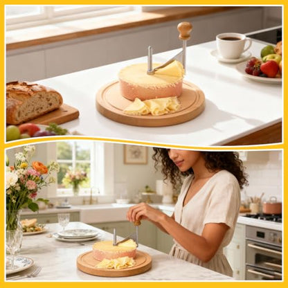 Cheese Curler Wood and Stainless Steel Cheese Curler Wheel Shaver Cutter Slicer for Tête de Moine Mozzarella Boska Chocolate Butter and Gourmet Charcuterie Boards